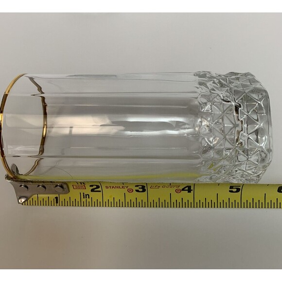 Vintage Pasabahce 24k Gold Rim‎ Tumbler Glasses Set Of 2 Diamond Pattern Turkey - Picture 5 of 5